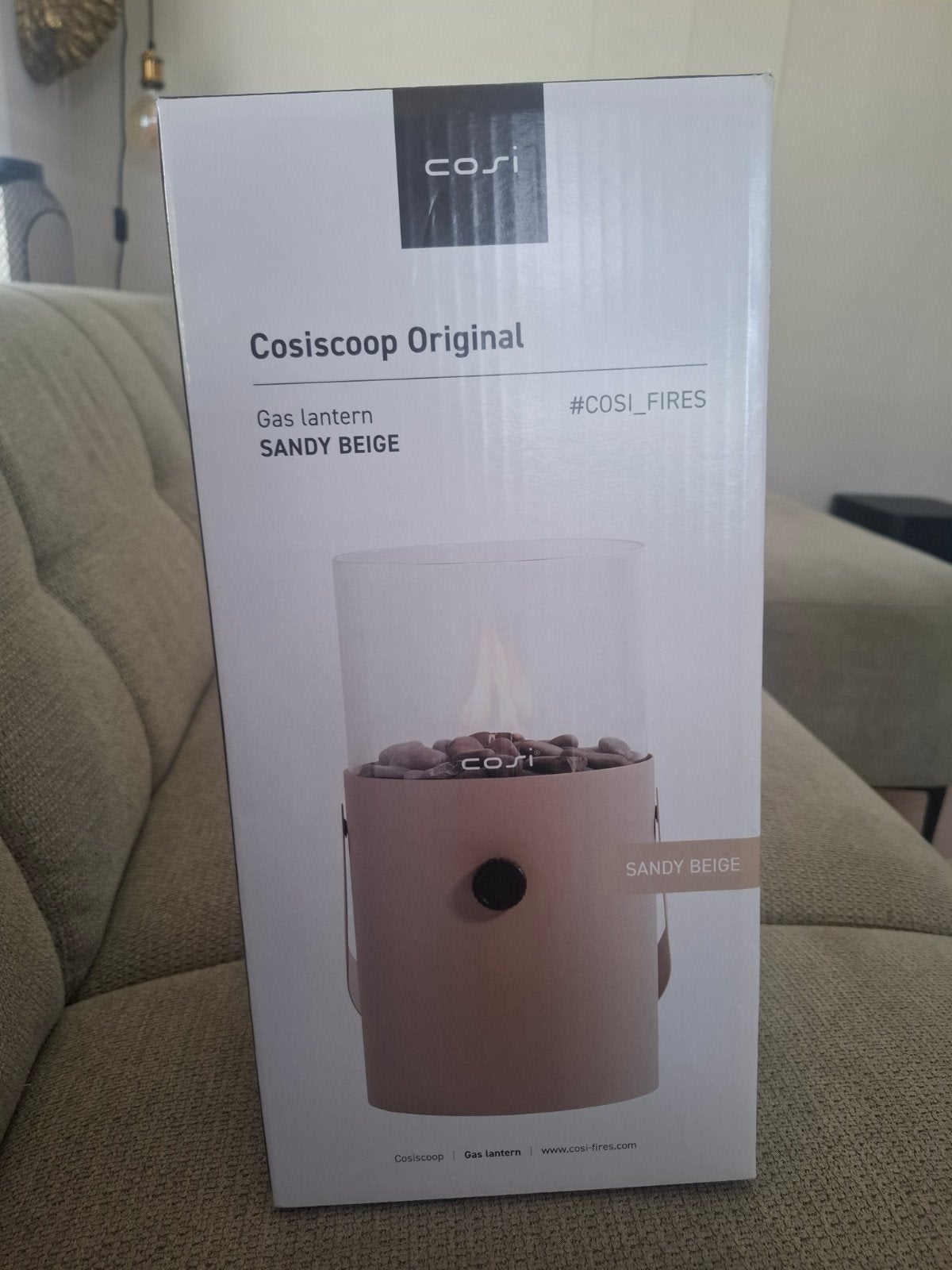 Cosy gas lantaarn Sandy Beige - Sfeervolle buitenverlichting, Ophalen of Verzenden, Nieuw, Metaal, Beige