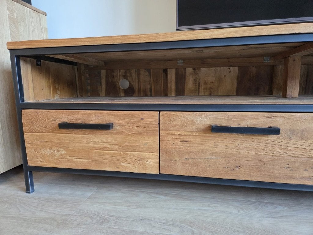 TV meubel, Ophalen, Gebruikt, Teakhout, 200 cm of meer