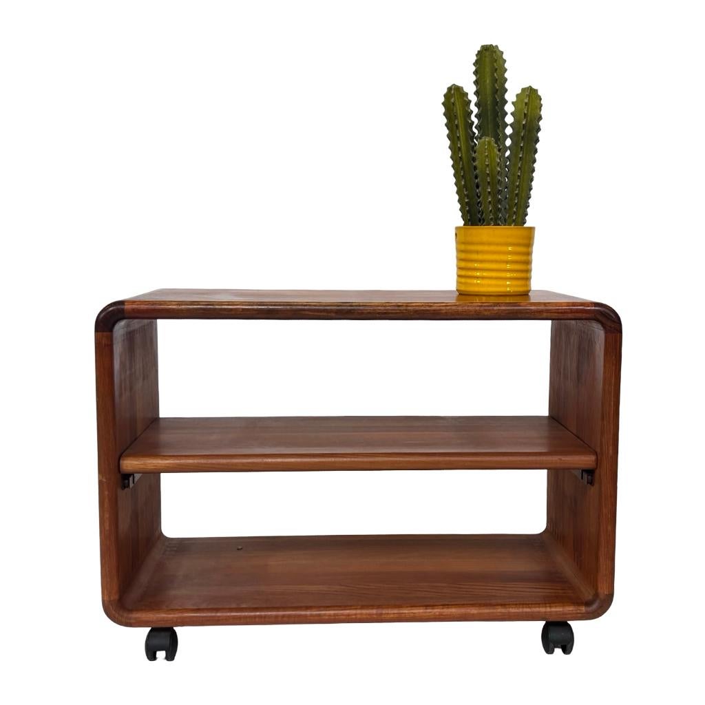 Vintage audio meubel tv trolley massief teak Deens Design, Gebruikt, Teakhout, 50 tot 100 cm, Vintage Design