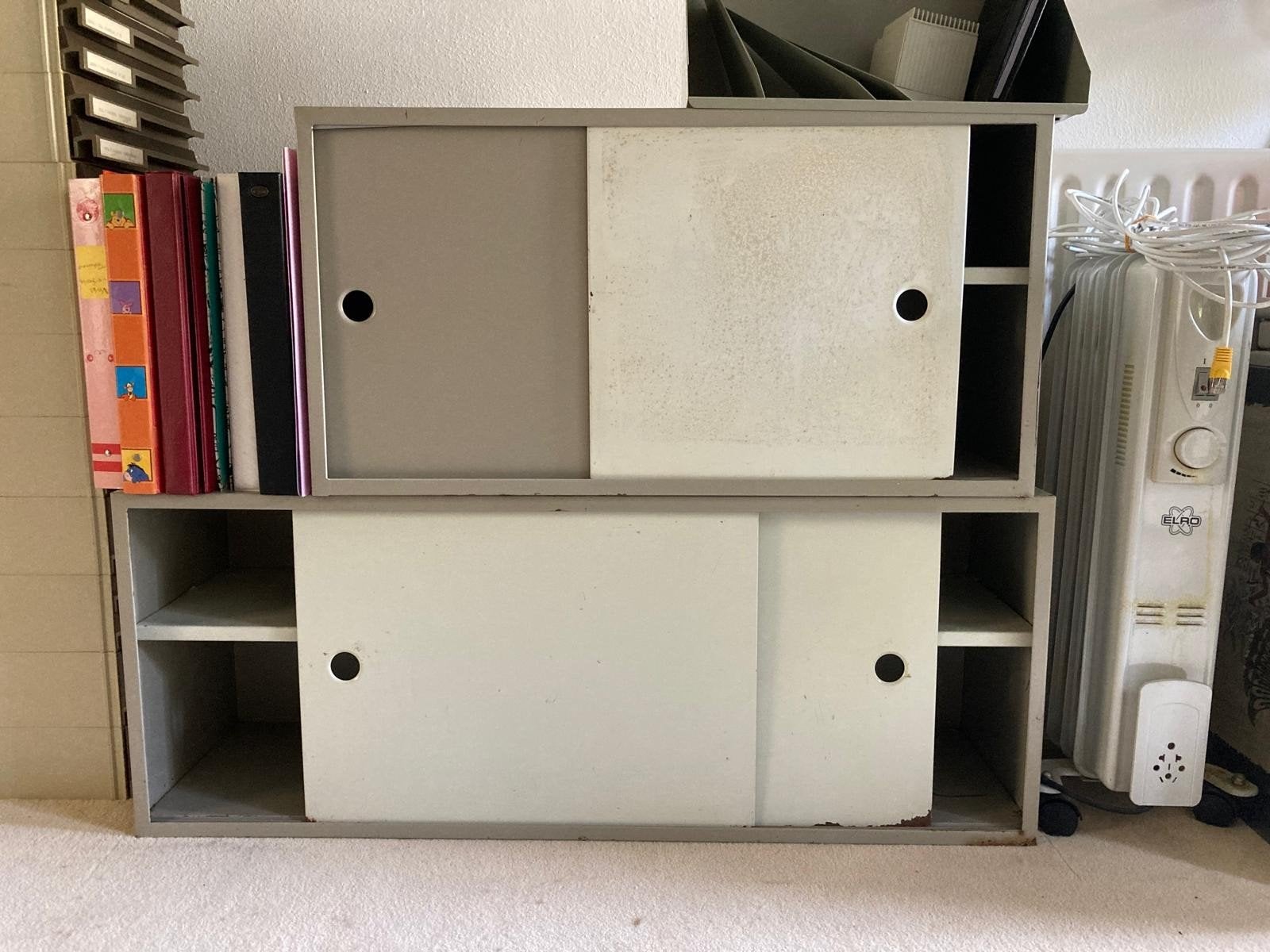 Twee Pilastro metalen kastjes voor in wandsysteem, Huis en Inrichting, Ophalen, Minder dan 100 cm, Metaal, 25 tot 50 cm