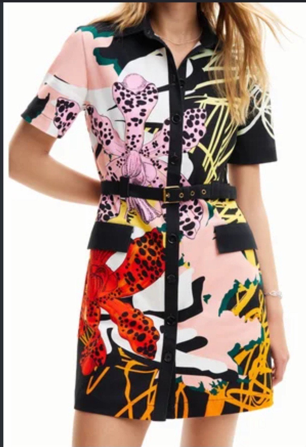 Desigual x Christian Lacroix design jurk orchidee Maat M, Ophalen of Verzenden, Zo goed als nieuw, Maat 38/40 (M), Zwart