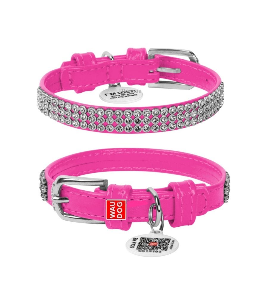 WAUDOG Glamour Halsband Leder Roze XS Nek 21-29 cm -50%!!!, Ophalen of Verzenden, Handgemaakt, Nieuw