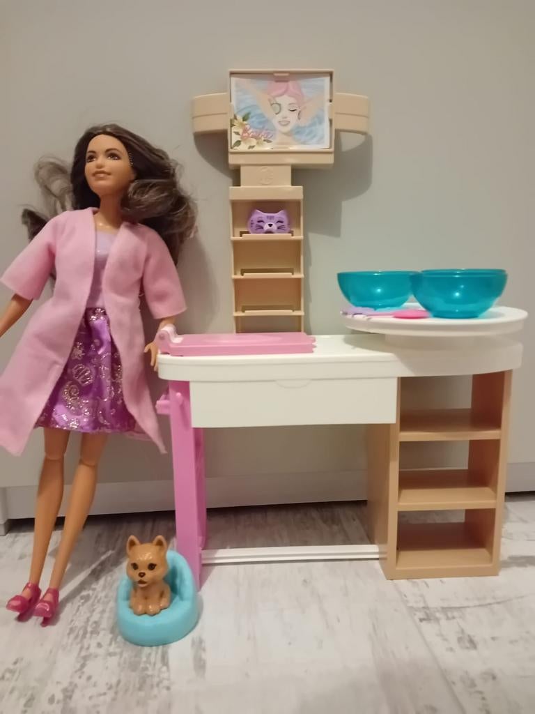Barbie schoonheidssalon met Barbie en hond, Ophalen of Verzenden, Barbie