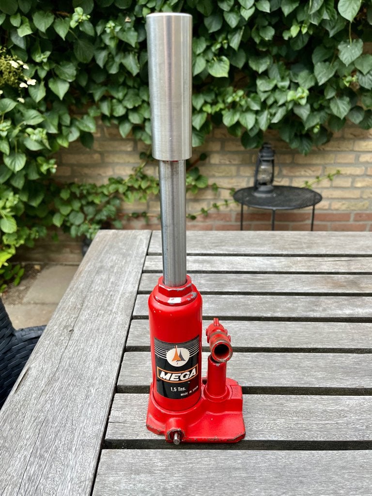 Verlengde Hydraulische Potkrik MEGA met opzetstuk – 1,5 ton, Ophalen, Zo goed als nieuw, Hydraulisch, Potkrik