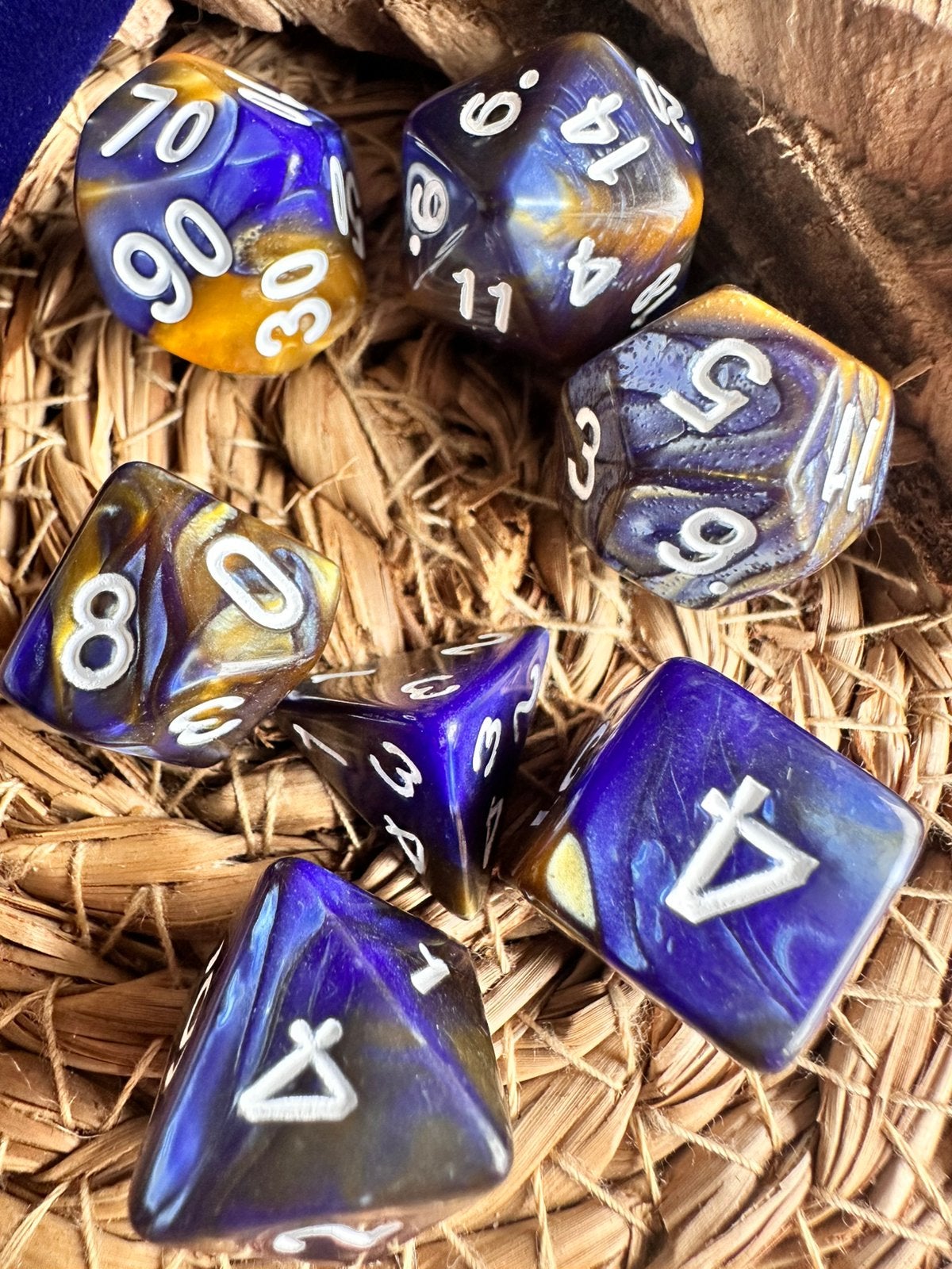 DND dice / blauw - bronze / dobbelstenen / RPG / D&D, Ophalen of Verzenden, Nieuw, Overige soorten