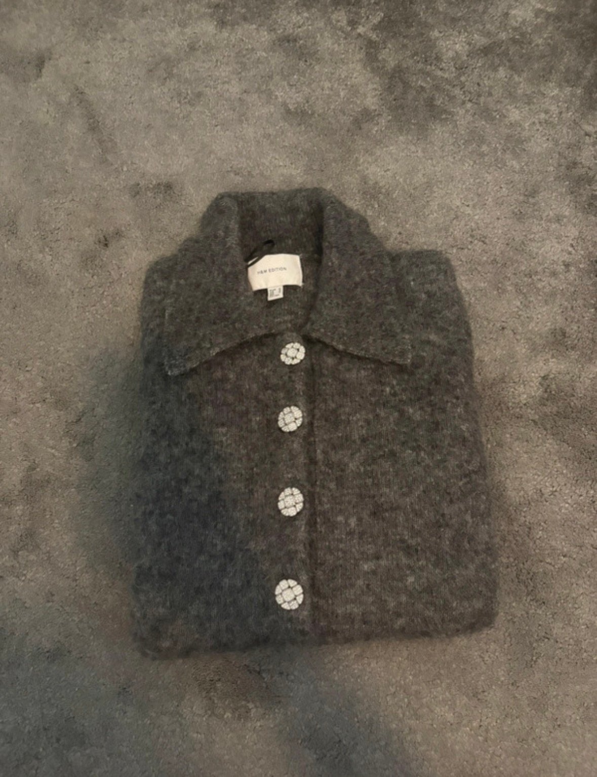 Trui h&m limited mohair mix wol maat M met strass, Ophalen of Verzenden, Zo goed als nieuw, Maat 38/40 (M), Grijs