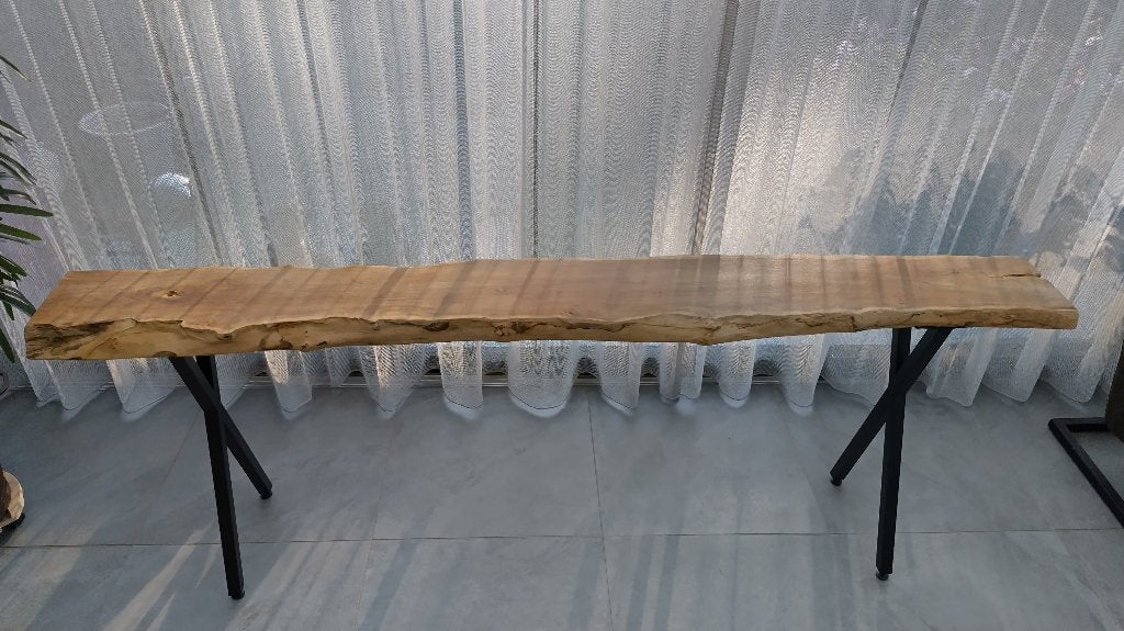z.g.a.n.PTMD stamboom sidetable 210cm met metalen onderstel, Huis en Inrichting, Tafels | Sidetables, Ophalen, Modern, Industrieel, Rustiek