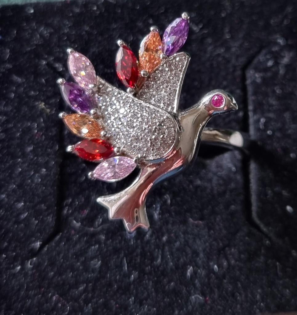 Zilveren dames ring, Minder dan 4 cm, Ophalen of Verzenden, Zo goed als nieuw, Zilver