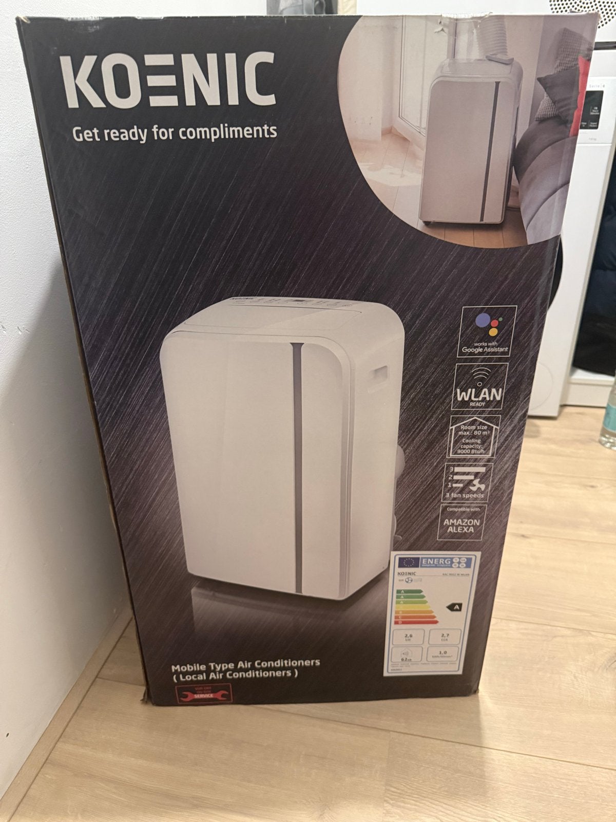 Koenic Mobiele Airco - Koelen, Ontvochtigen, Ventileren, Ophalen, Nieuw, 3 snelheden of meer, Energieklasse A of zuiniger