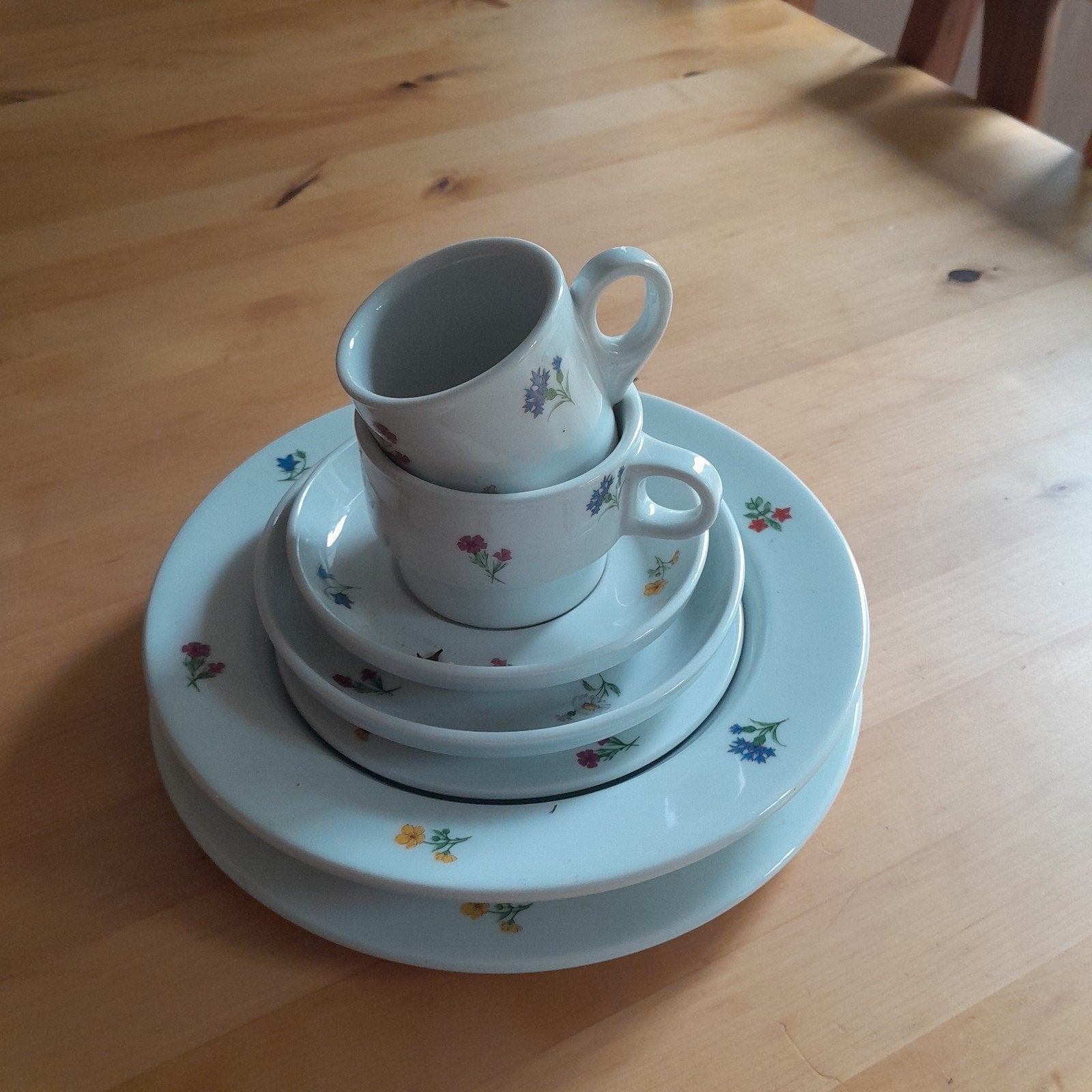 Thomas servies met bloemmotief - 2 kopjes, 2 schotels, 2 bor, Ophalen of Verzenden, Zo goed als nieuw, Overige stijlen, Kop(pen) en/of Schotel(s)