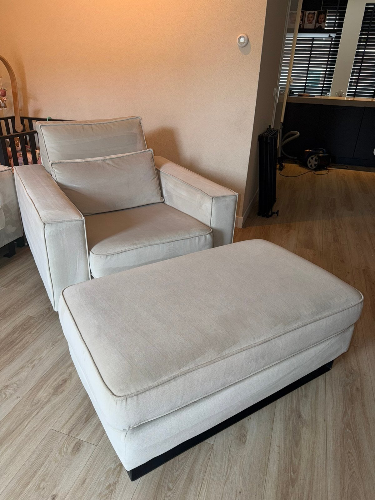 Velvet loveseat met poef / Zitmaxx, Ophalen, Gebruikt, Eenpersoons, Velvet industrieel