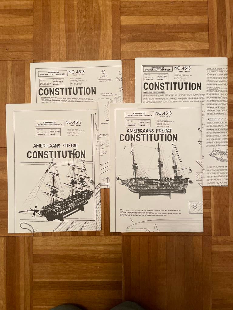 4 Tekeningen Amerikaans Fregat Constitution Scheeps, Hobby en Vrije tijd, Modelbouw | Boten en Schepen, Ophalen of Verzenden, Gebruikt
