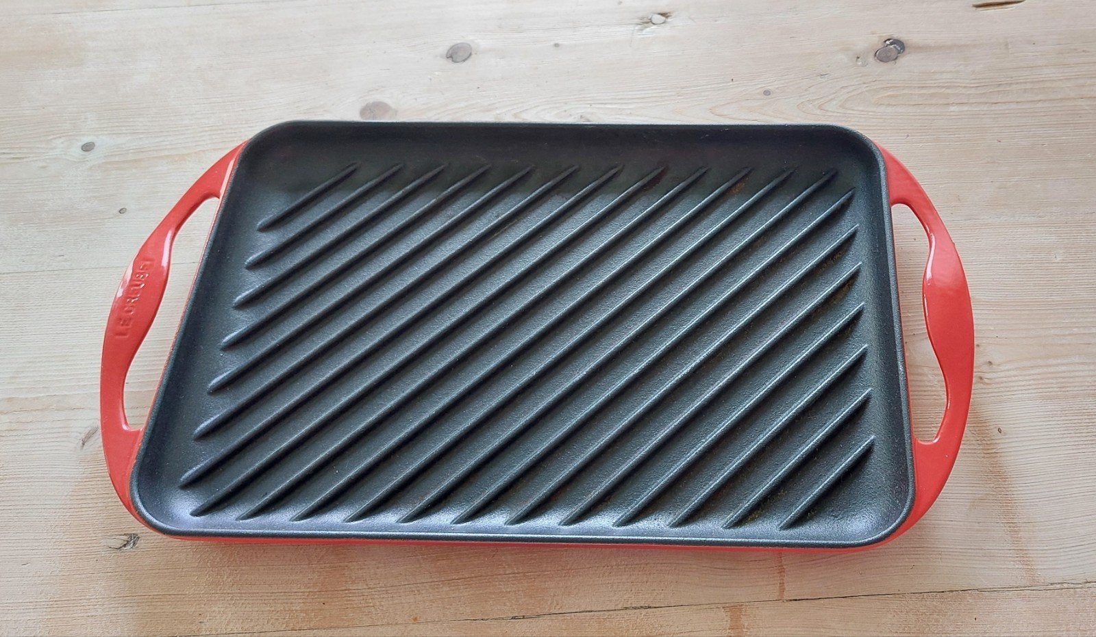 Nieuw Le Creuset Rode Grillplaat pan. 33cm, Ophalen, Gietijzer, Overige typen, Nieuw