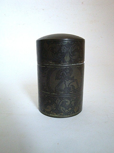 bronzen/messing gegraveerd Indonesische tabakspot wajang, Ophalen of Verzenden