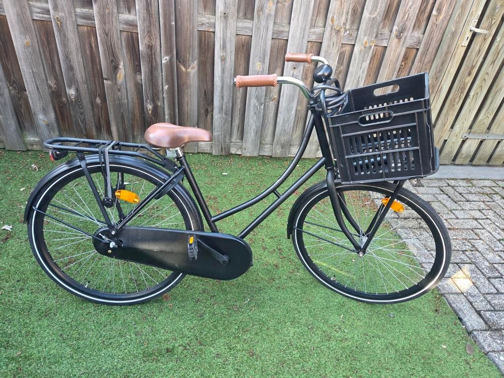 Zwarte transportfiets 26 inch, Overige merken, Terugtraprem, 53 tot 56 cm, Versnellingen