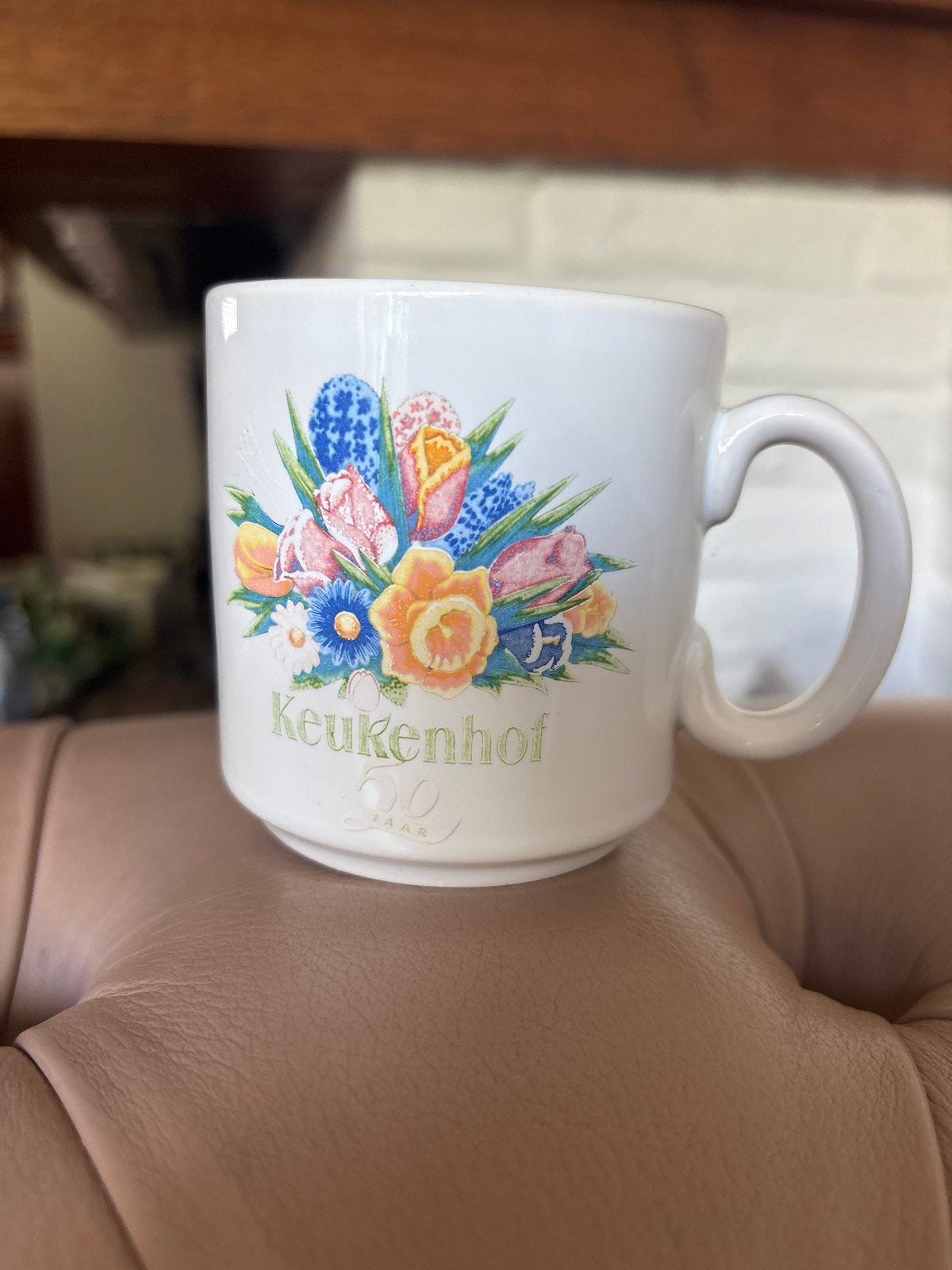 Keukenhof 50 Jaar Mok - Vintage Bloemen Design, Ophalen, Gebruikt, Overige merken, Keramiek