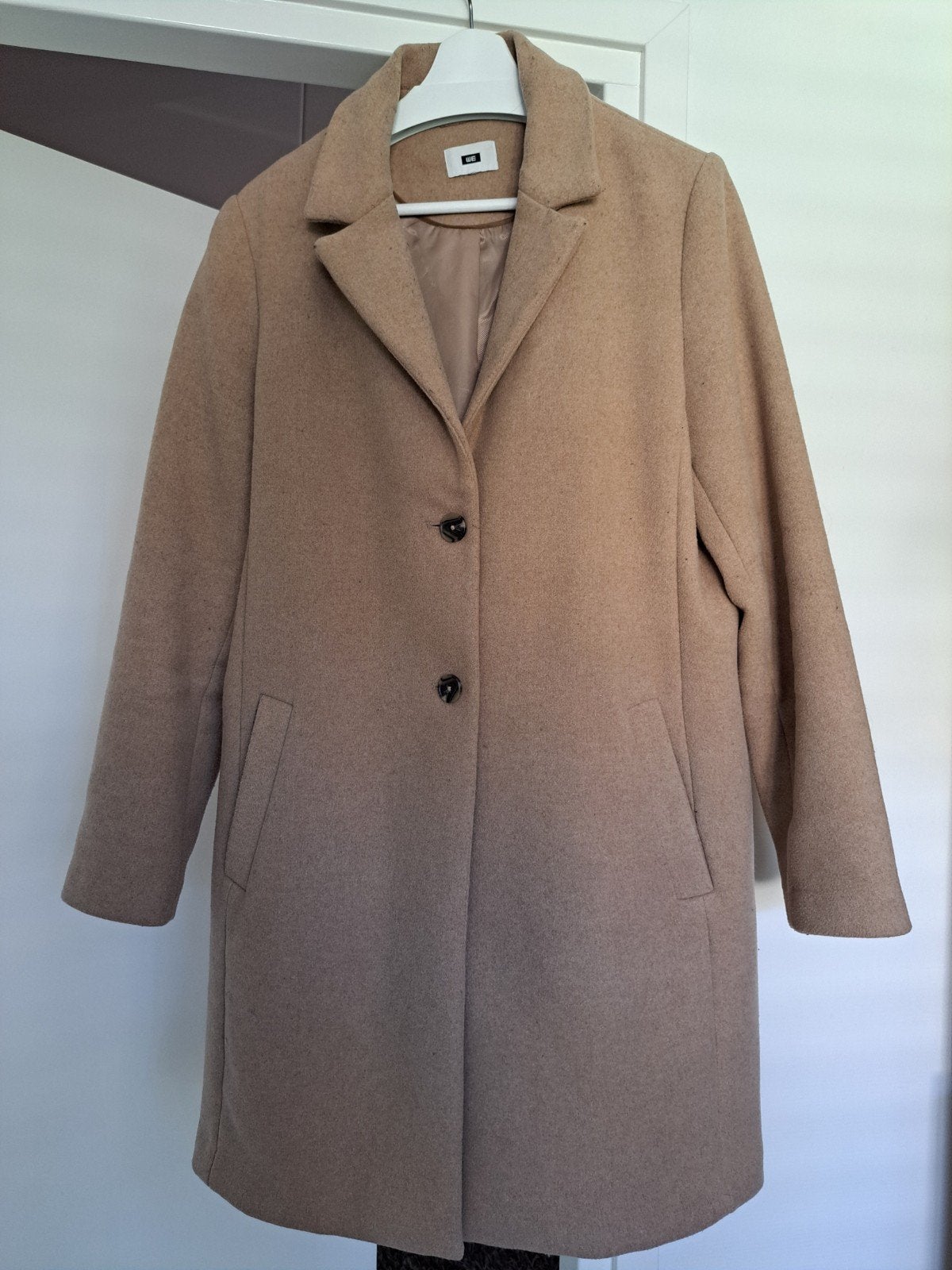 WE beige wollen jas - Maat 44, WE, Beige, Maat 42/44 (L), Ophalen of Verzenden