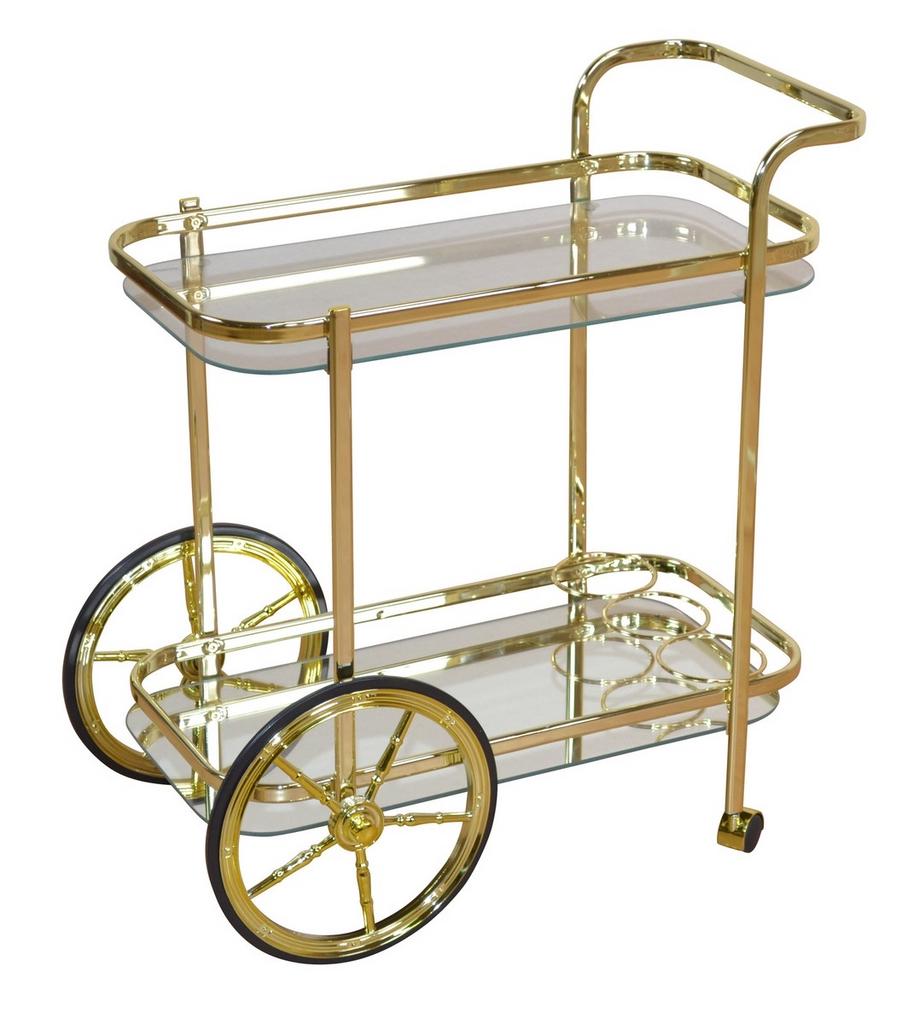 Gouden Bar Cart met Glasplaten - Vintage Stijl, Ophalen