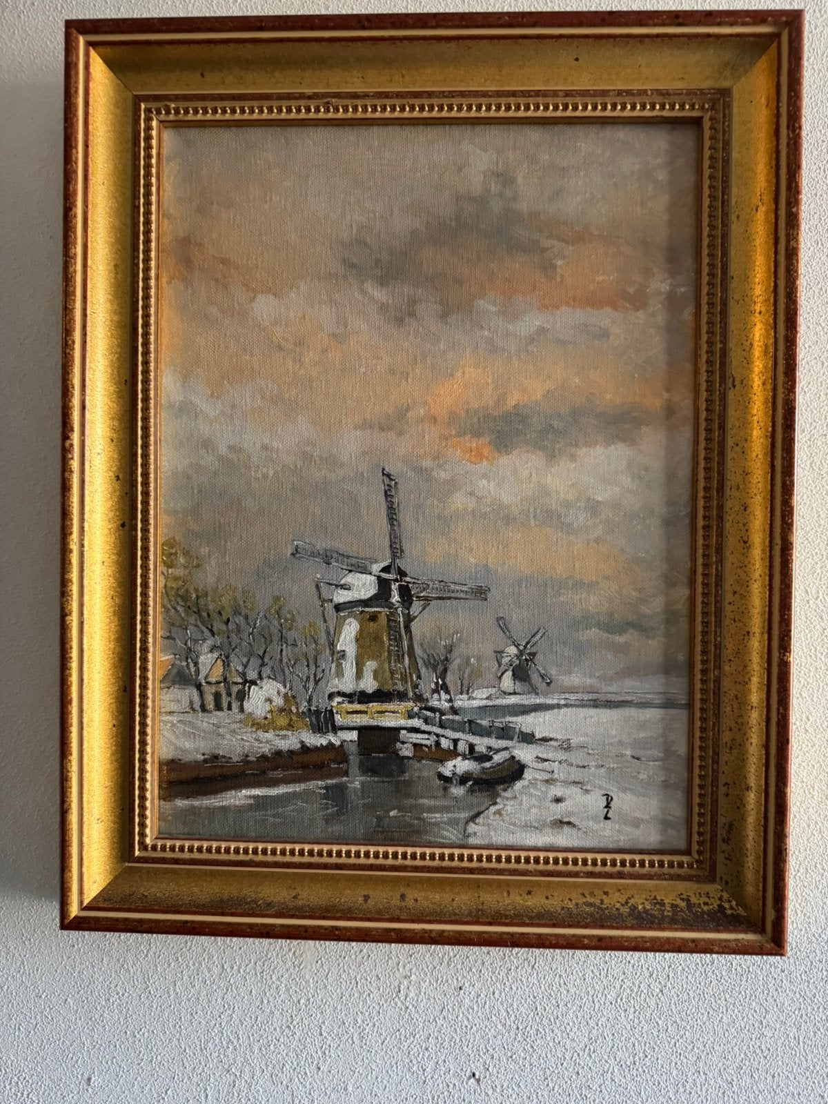 D.Z.: afb.winterse molen voorstelling in de polder ., Antiek en Kunst, Kunst | Schilderijen | Klassiek, Ophalen