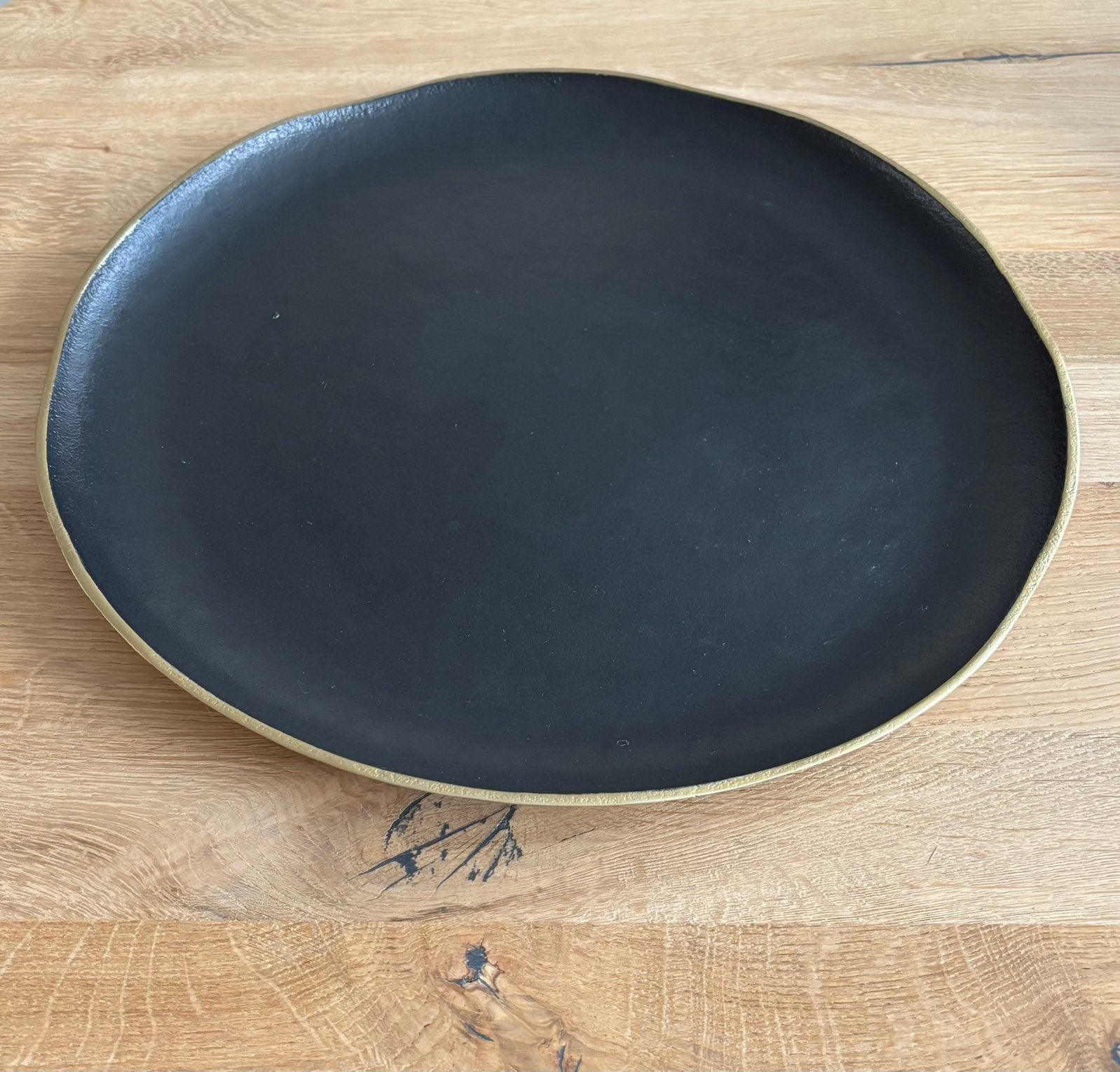 Decoratieschaal zwart met gouden randje, Overige materialen, Schaal, Rond, Ophalen of Verzenden