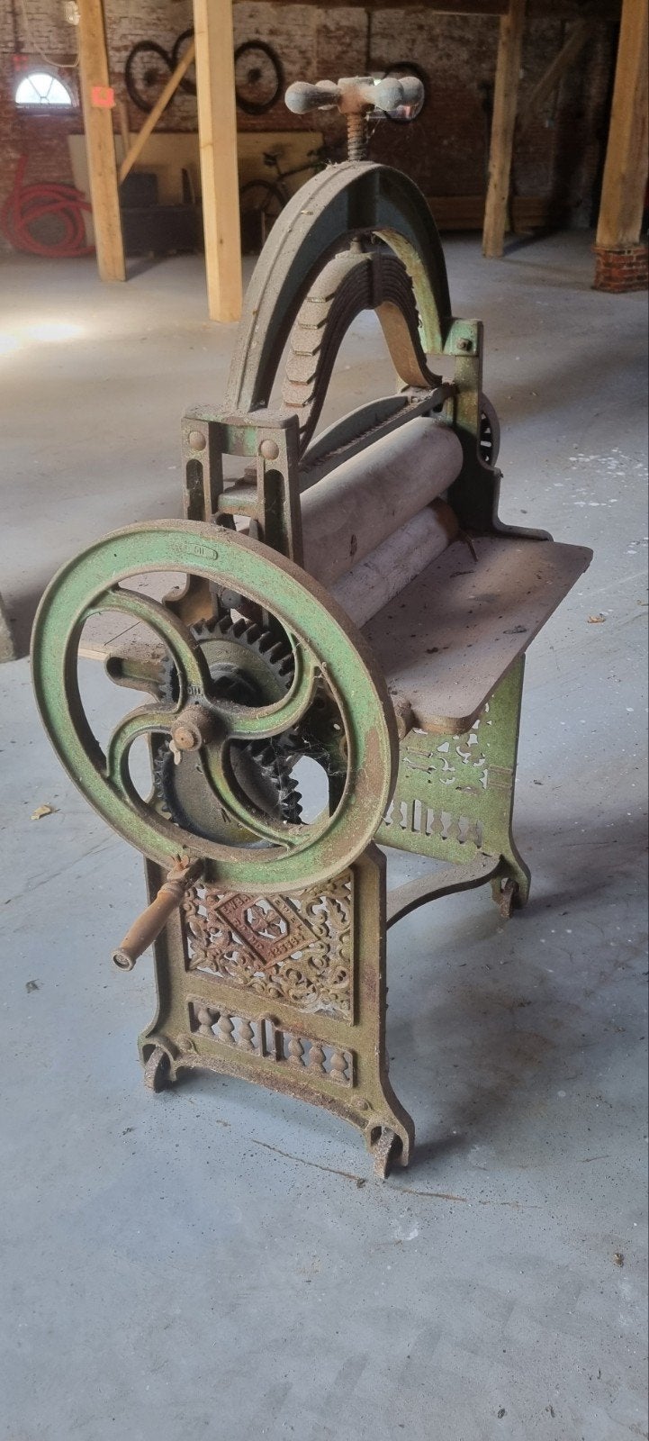 Antieke gietijzeren mangel / wringmachine - P.J. Healey, Ophalen of Verzenden