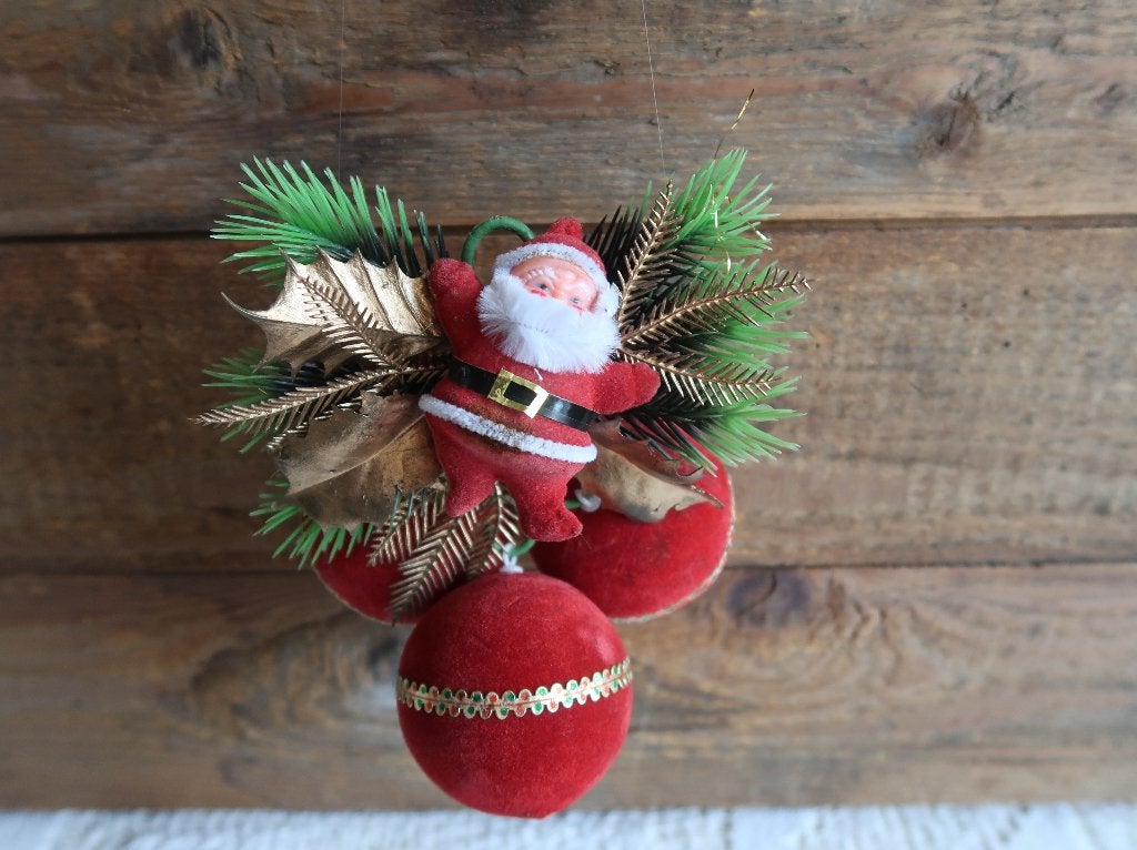 Vintage kerstversiering flock kerstman japan oude kerst., Ophalen of Verzenden, Gebruikt
