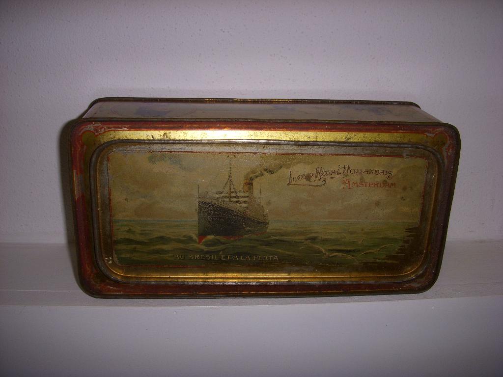 Blik De Bont & Leijten chocolade, Kon Hollandsche Lloyd 1900, Verzamelen, Blikken, Gebruikt, Overige, Overige merken, Ophalen of Verzenden
