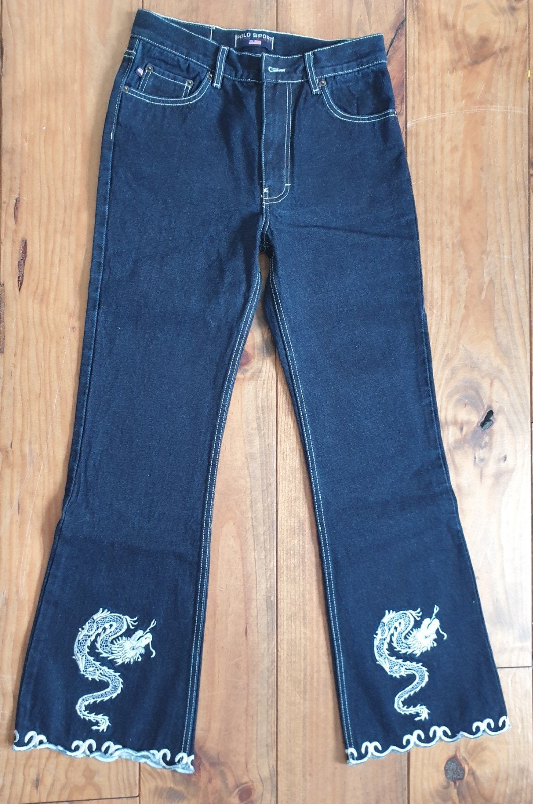 VINTAGE uit 90s Polo Sport Ralph Lauren Dragon Jeans W30/l29, Blauw, Polo Sport Ralph Lauren, Ophalen of Verzenden, Zo goed als nieuw