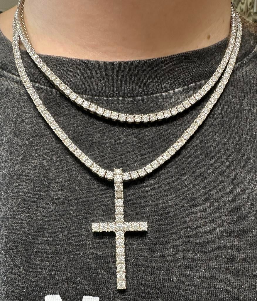 Moissanite diamanten tennis kettingen, Ophalen of Verzenden, Zo goed als nieuw, Zilver