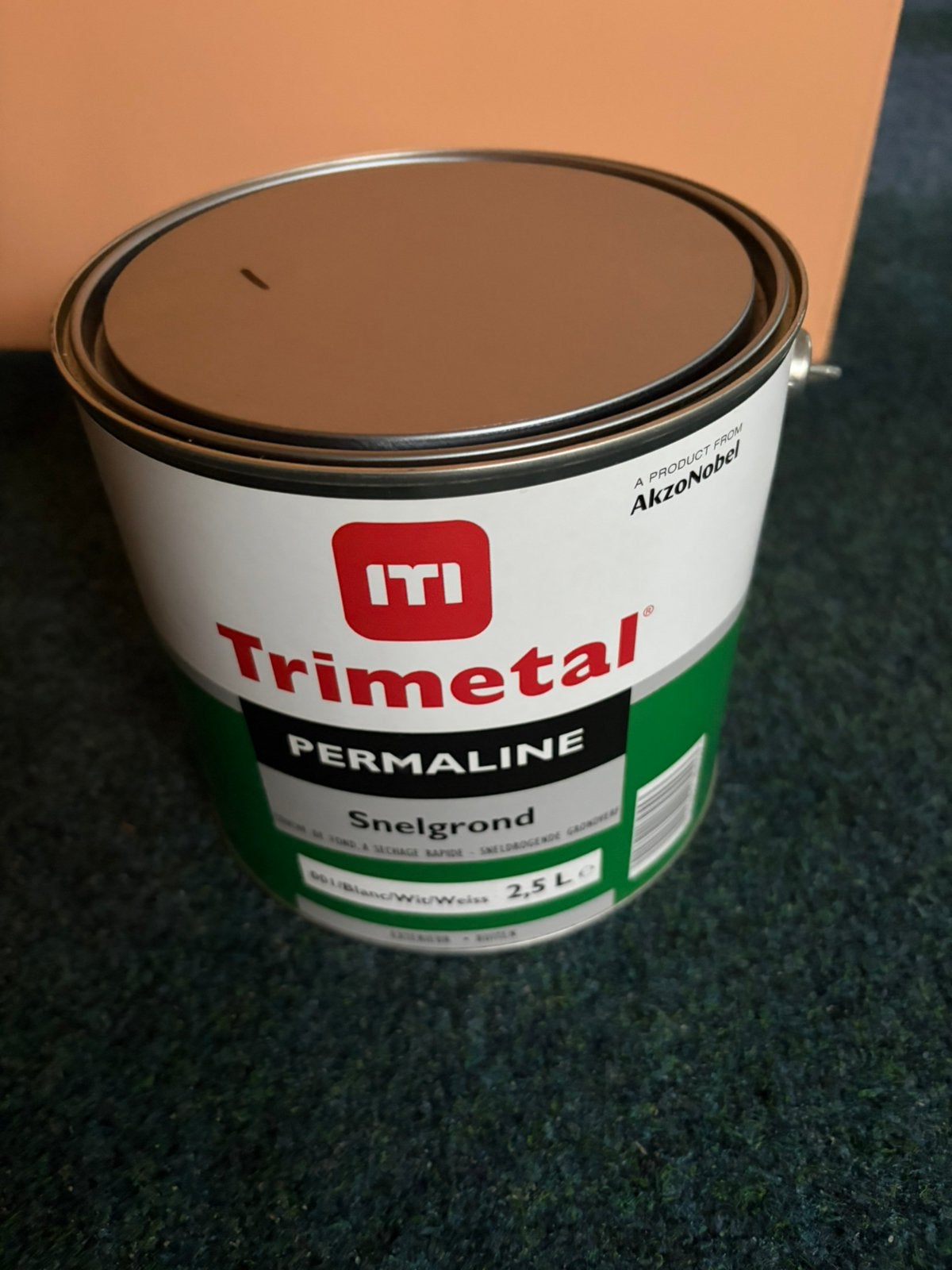 2.1/2 Ltr Trimetal permaline snelgrond wit ( prof)Akzo-Nobel, Wit, Nieuw, Ophalen of Verzenden, Verf