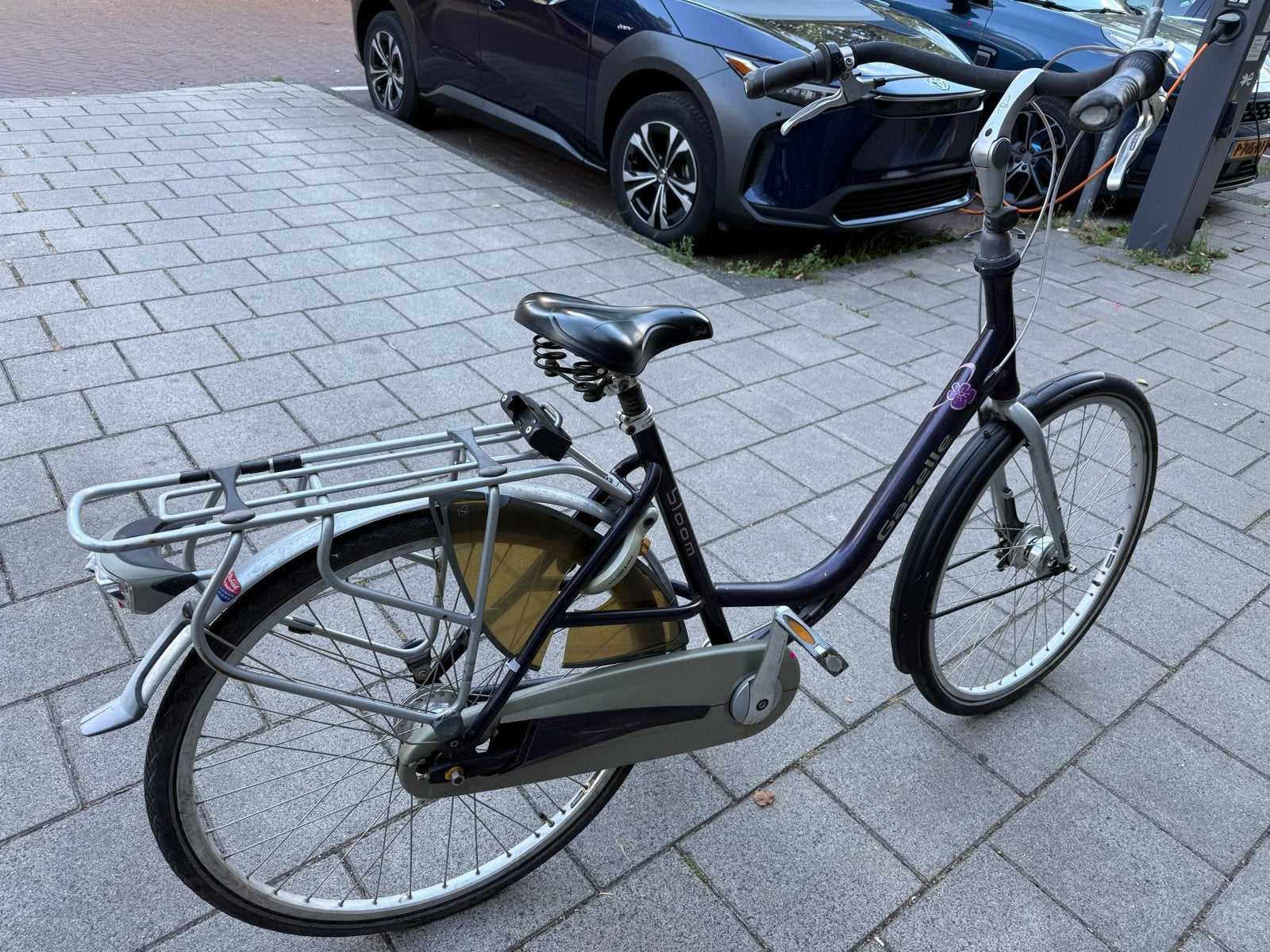 Gazelle Bloom damesfiets - paars, lage instap, Ophalen, Velgrem, 50 tot 53 cm, Gazelle
