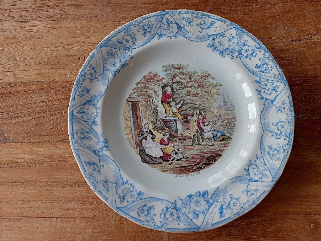 Antiek ontbijt/wand bordje Bellen blazers P. Regout 1836, Ophalen of Verzenden