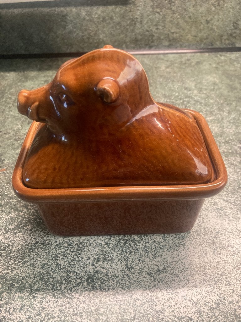 Vintage Terrine Varken Patévorm Bruin Keramiek, Ophalen of Verzenden