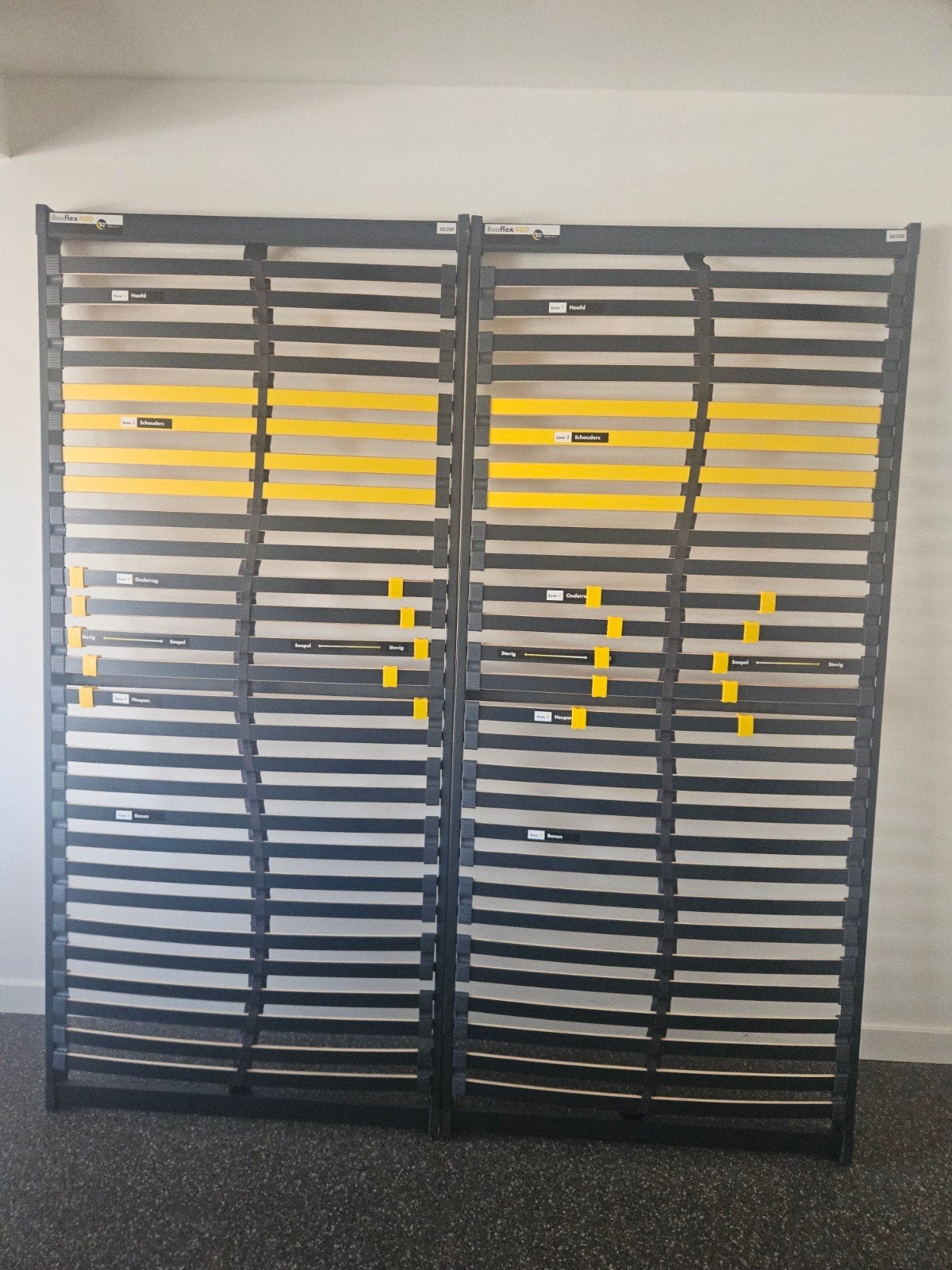 2x Beter Bed Bossflex 400 lattenbodems 90x200 cm |, Ophalen, Bruin, Tweepersoons, 180 cm