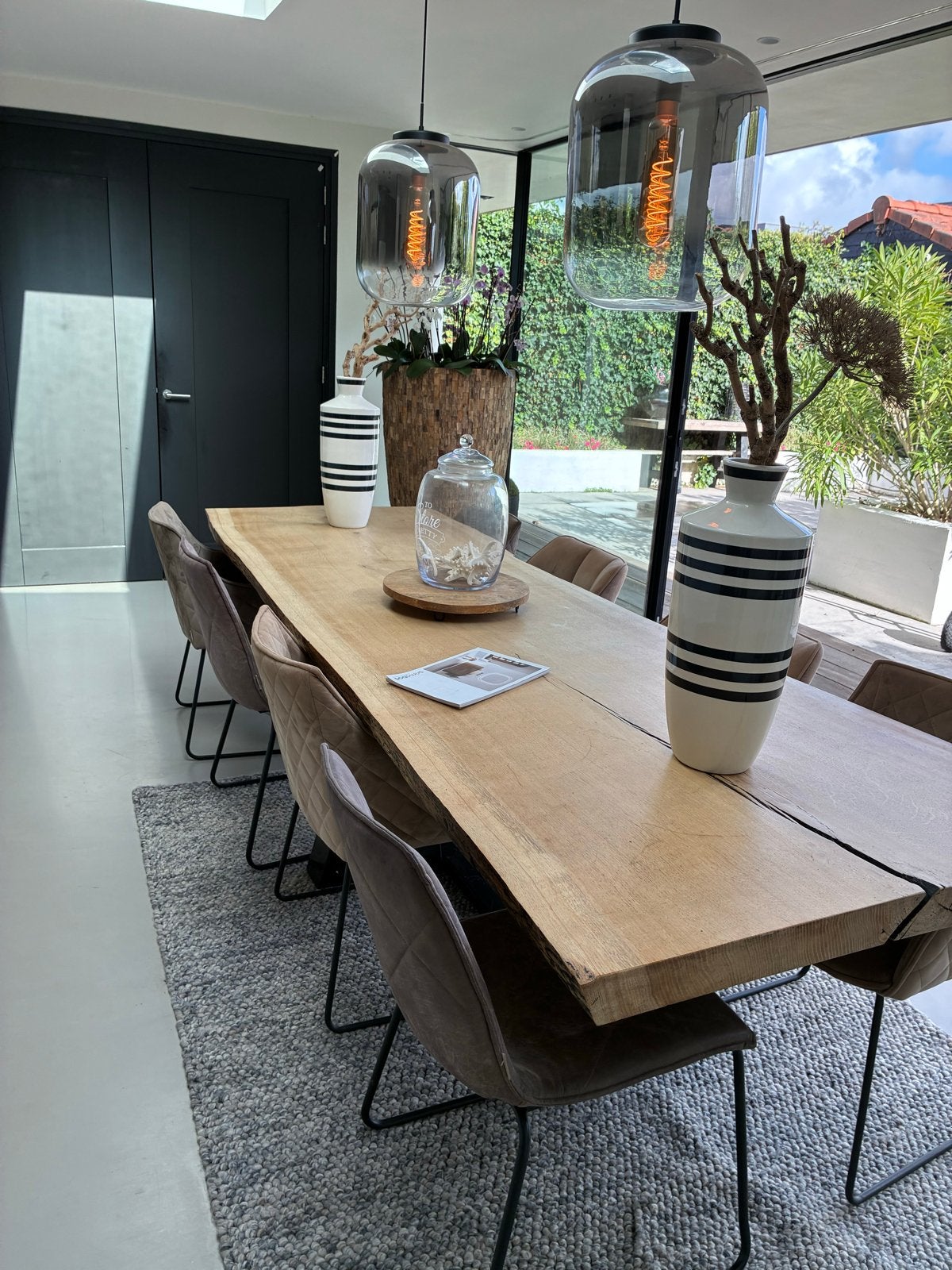 Robuuste Boomstamstafel van Massief Hout - 300x110x77 cm, Ophalen, Gebruikt, 100 tot 150 cm, Eikenhout