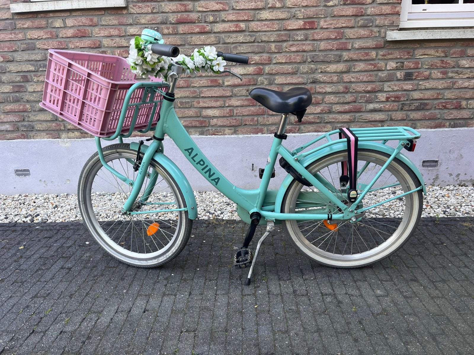 Alpina Clubb Meisjesfiets 22 inch - Mintgroen met Roze, Fietsen en Brommers, Terugtraprem, 22 inch, Gebruikt, Ophalen of Verzenden