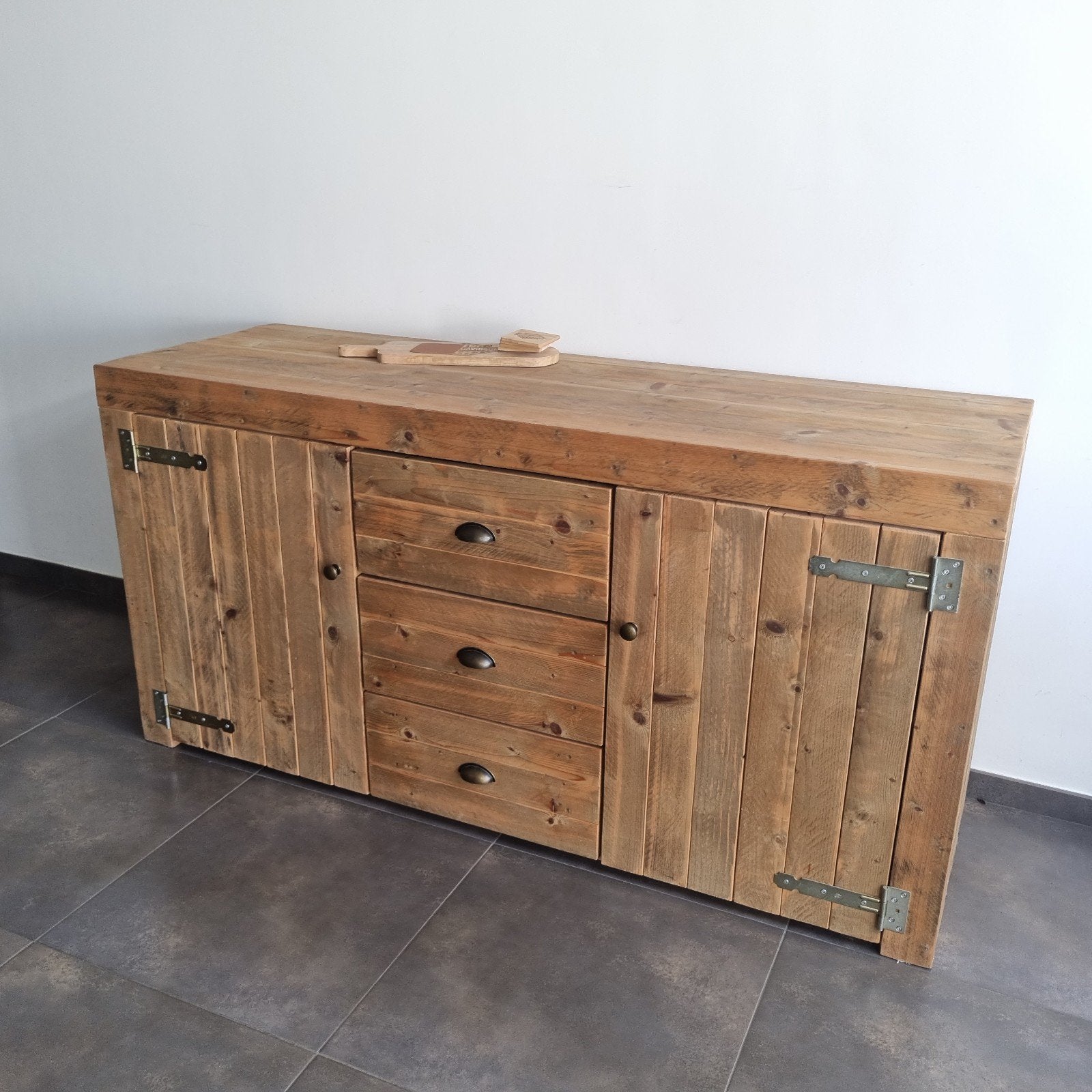 3 steigerhouten kasten (dressoir/tv-meubel/boekenkast), Huis en Inrichting, Kasten | Boekenkasten, Ophalen, Gebruikt, Met deur(en)