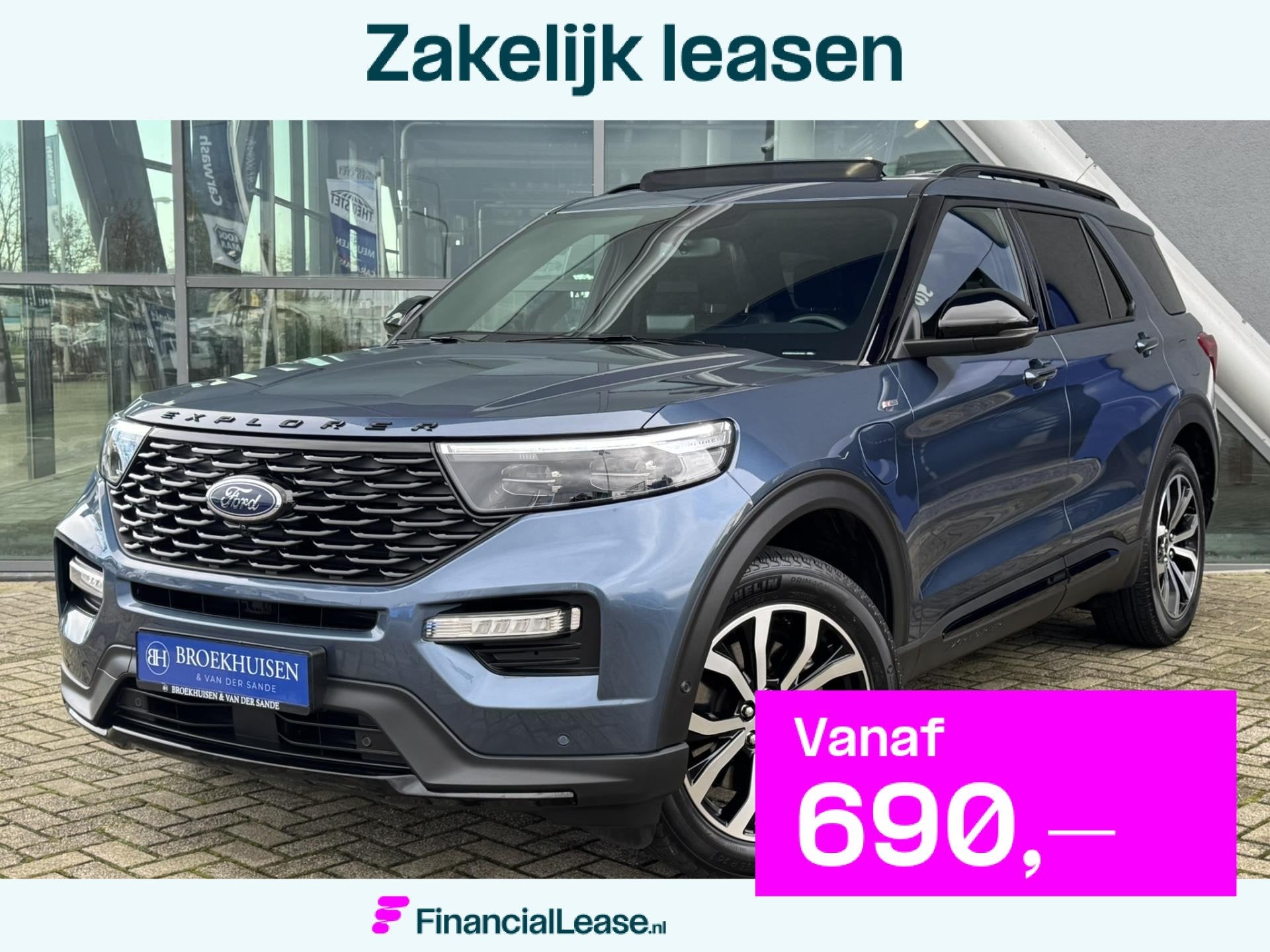 Ford Explorer 3.0 V6 EcoBoost 7 Pers. PHEV ST-Line 457pk Pan, Automaat, Dealer onderhouden, Gebruikt, Zwart