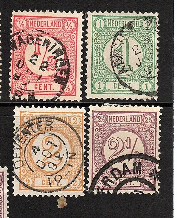 nvph 30-33 cijferzegels 1876-1894 gebruikt zie scan 027, Ophalen of Verzenden, T/m 1940, Gestempeld