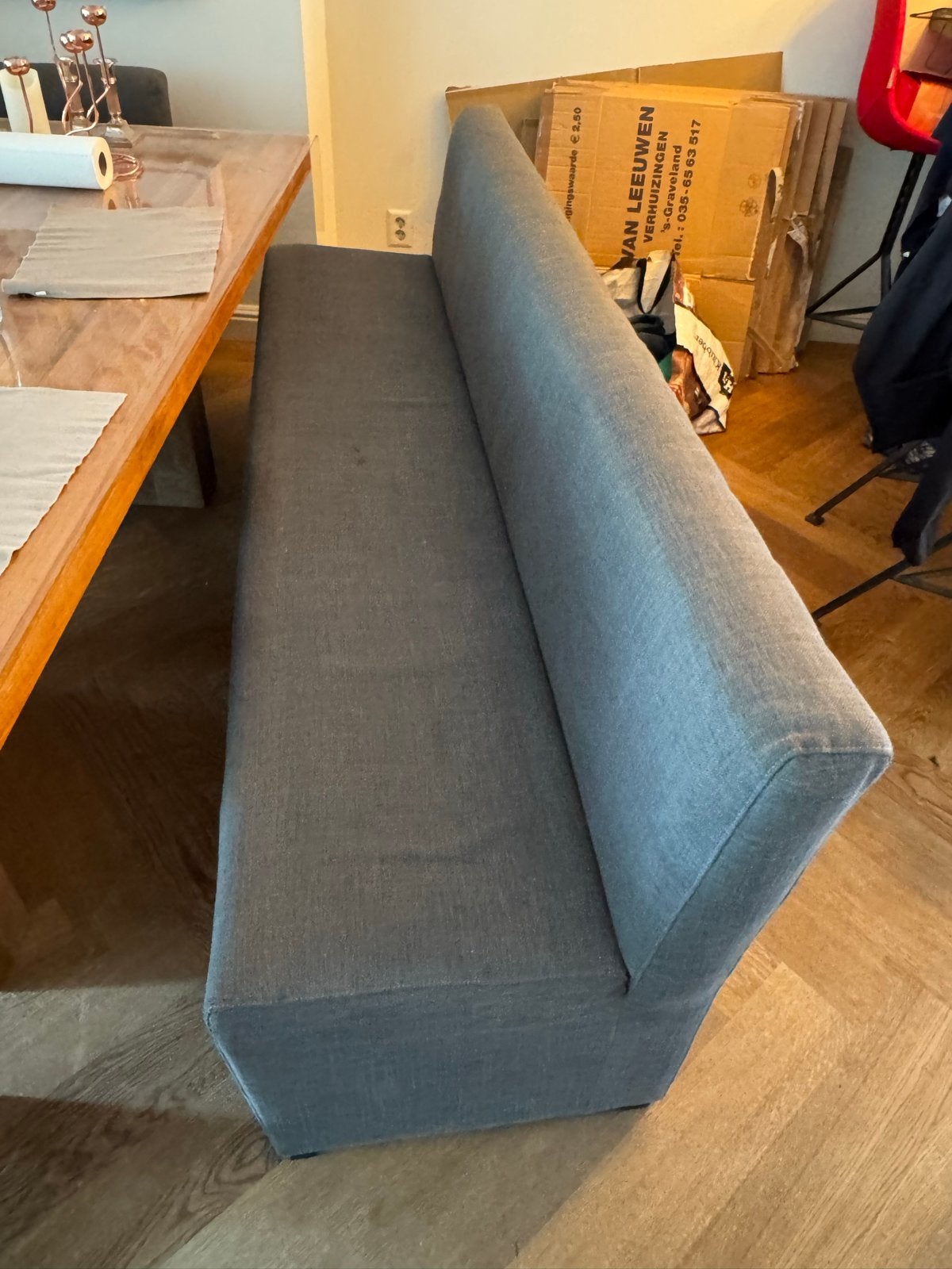 Eetbank met 3 bijpassende stoelen, Huis en Inrichting, Stoelen, Ophalen, Gebruikt, Drie, Stof