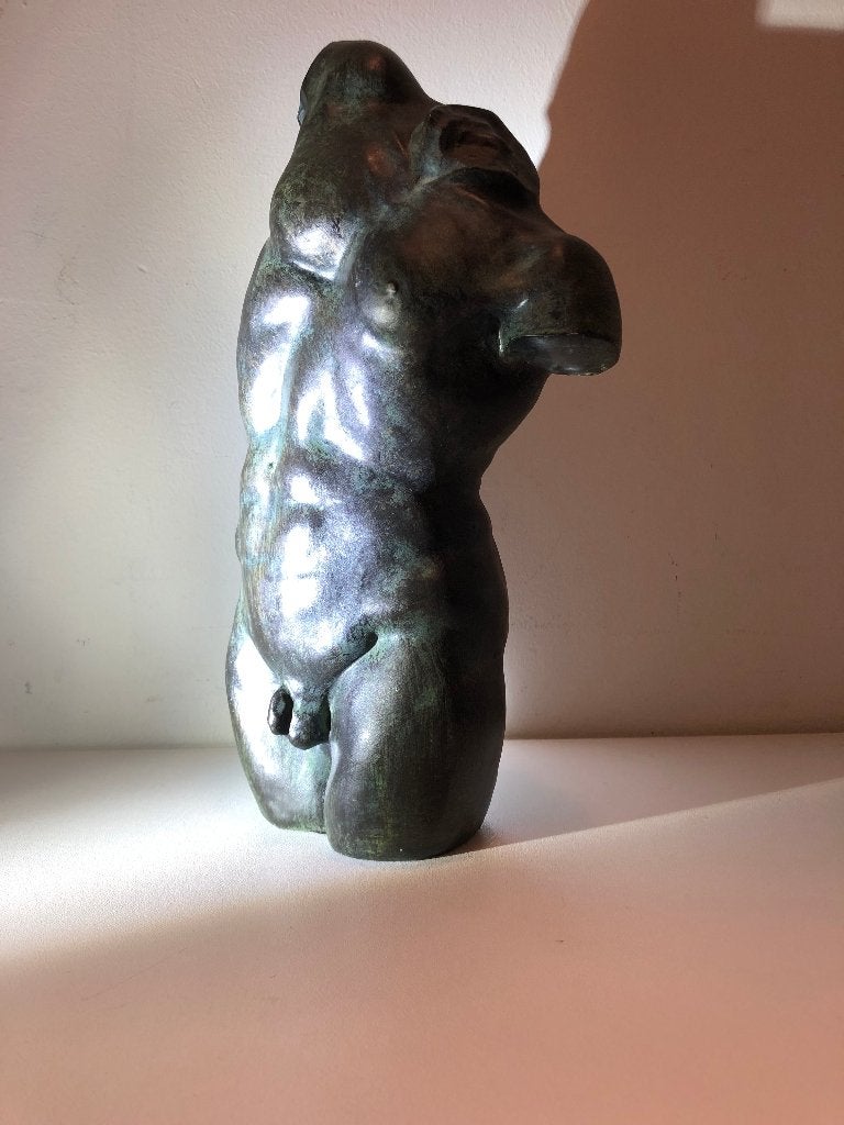 Mannelijke torso, Antiek en Kunst, Kunst | Beelden en Houtsnijwerken, Verzenden, Gepatineerd, 20 - 50 cm, Beeld