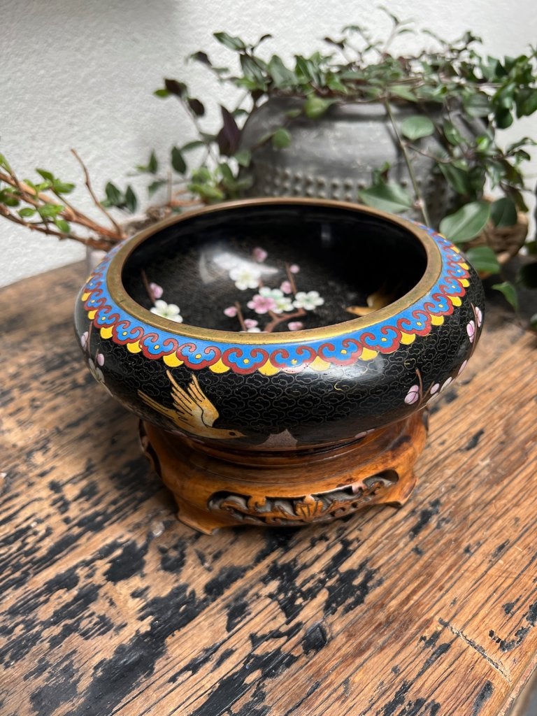Antieke chinese Cloisonné schaal brons chinees handwerk, Ophalen of Verzenden