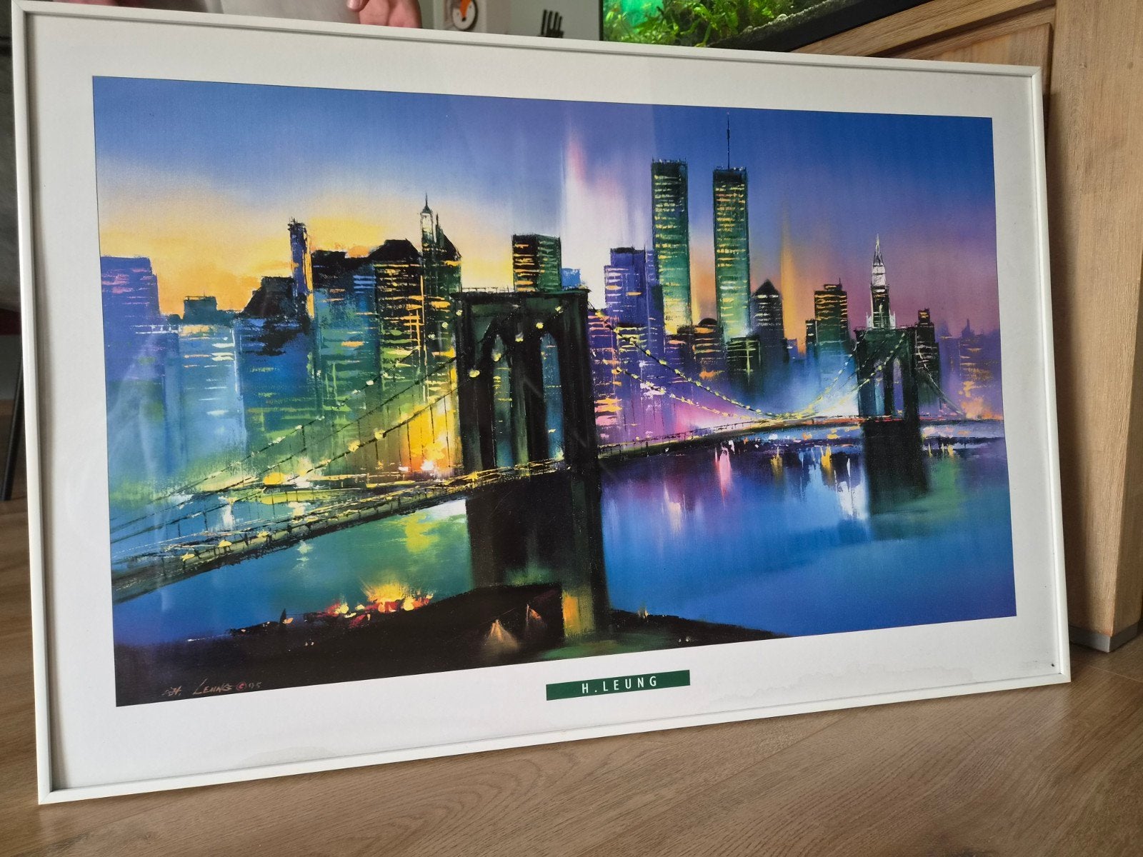 Brooklyn Bridge poster van H. Leung inclusief lijst, Ophalen of Verzenden, Zo goed als nieuw, Foto of Poster