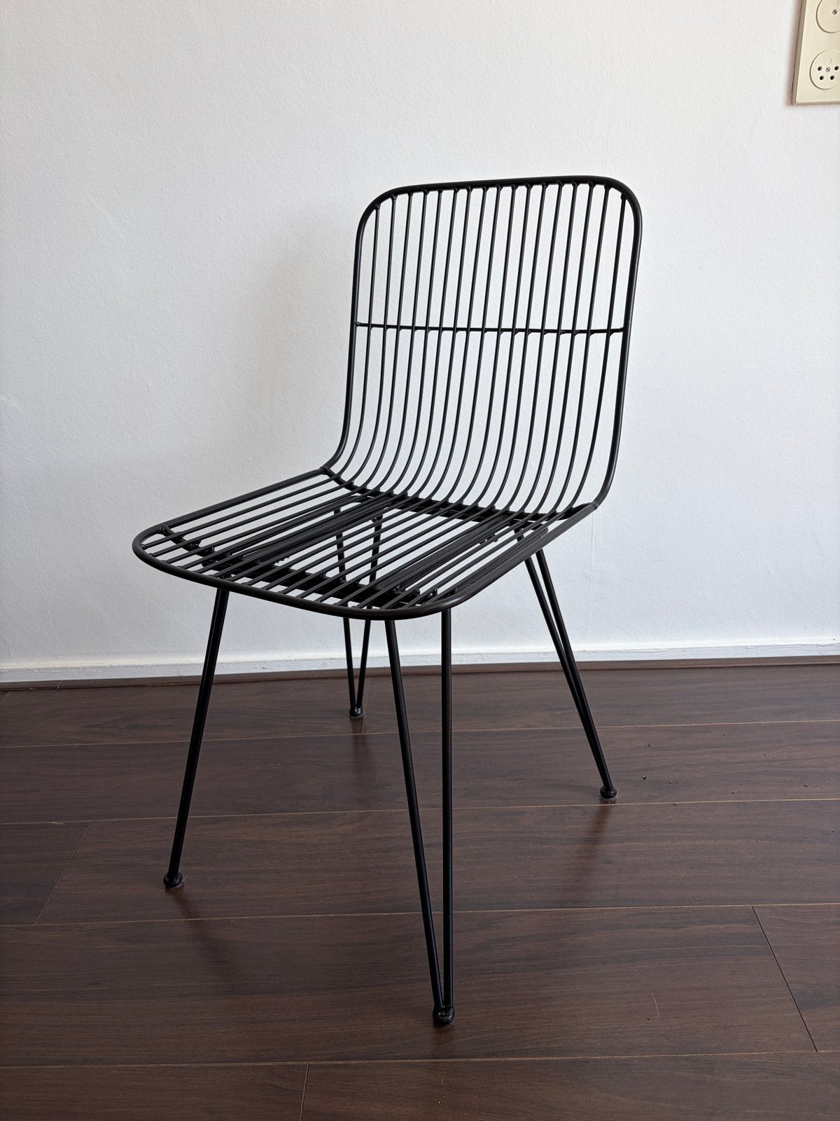 Zwarte metalen draadstoel - 43x84cm, Ophalen, Gebruikt, Zwart, Metaal