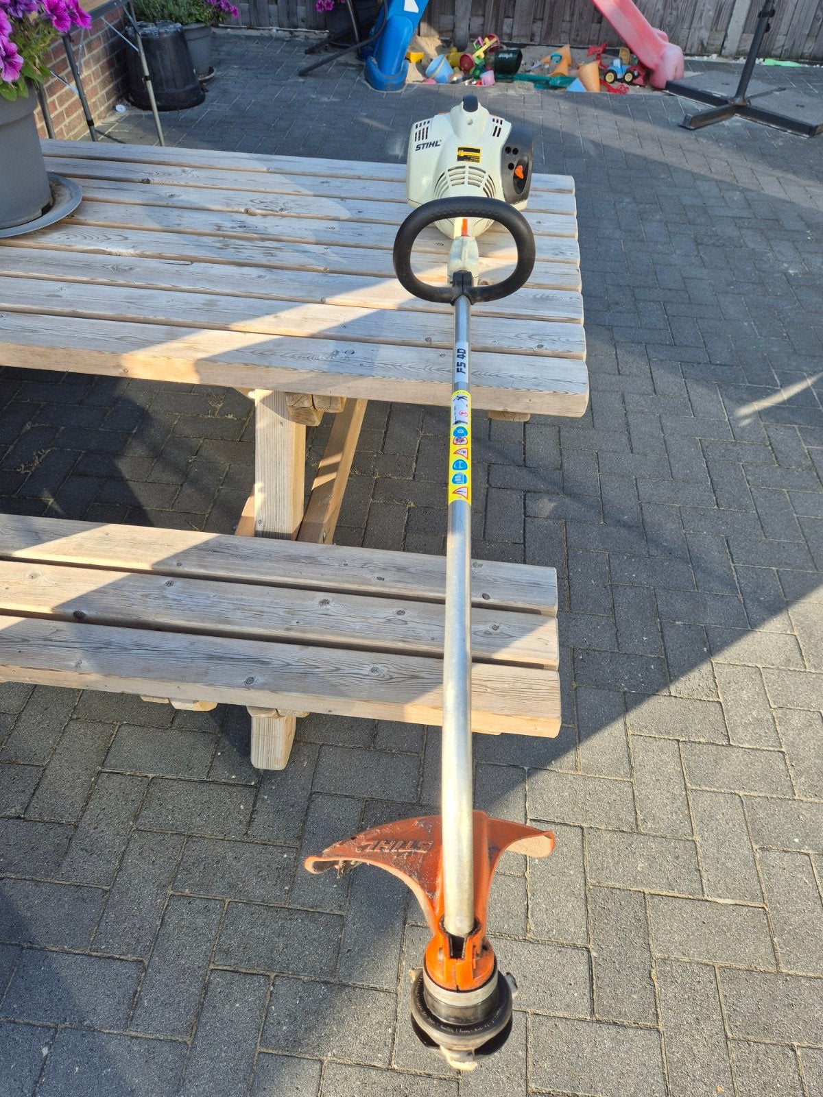 Stihl FS 40 Grastrimmer met kunststof messen, Ophalen, Cirkelmaaier, Stihl, Gebruikt