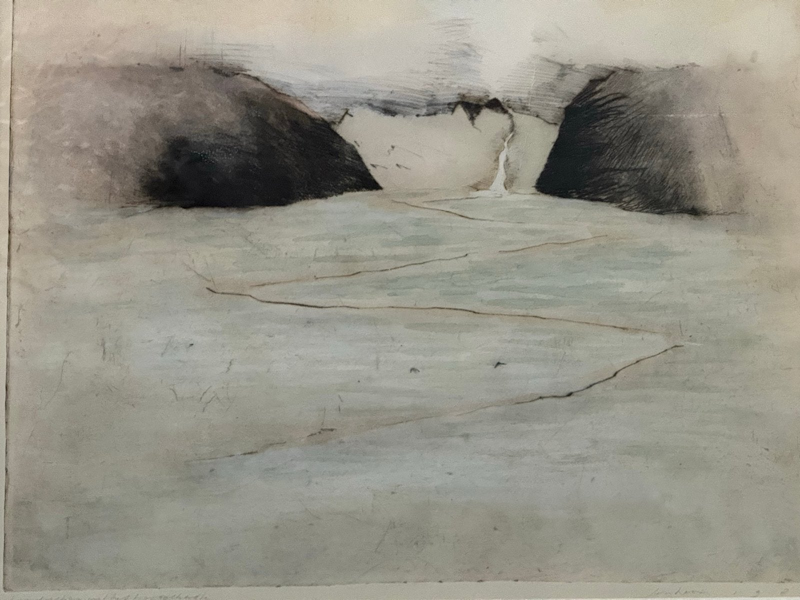 Landschap uit het Hooggebergte - Jan Hein van Rooy, Antiek en Kunst, Abstract, Landschap, Papier, Gemengde techniek