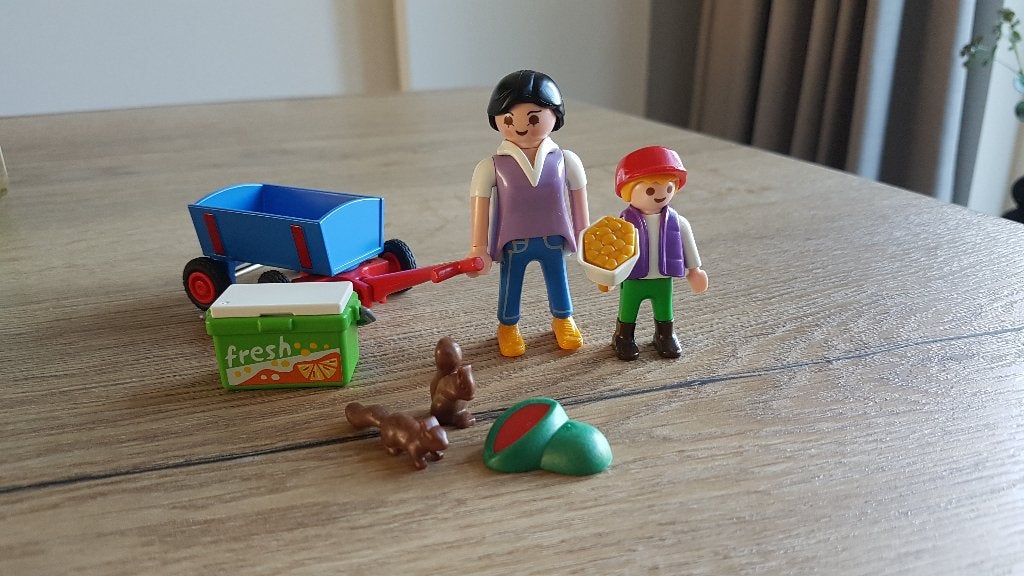 Moeder en zoon met bolderwagen (4467), Ophalen, Complete set, Zo goed als nieuw, Figuren