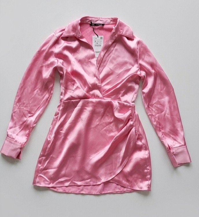 Jurk satijnenlook roze nieuw., Kleding | Dames, Jurken, Maat 38/40 (M), Verzenden, Zara, Nieuw