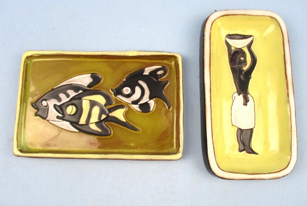 Twee aardewerk gamma sierkunst Amsterdam wandtegeltjes, Antiek en Kunst, Ophalen of Verzenden