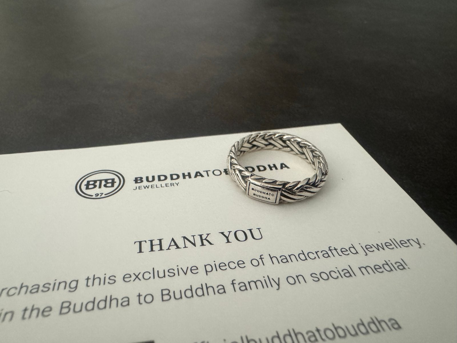 Buddha to Buddha ring, zilver, maat 17, Ophalen of Verzenden, Zo goed als nieuw, 17 tot 18, Dame of Heer